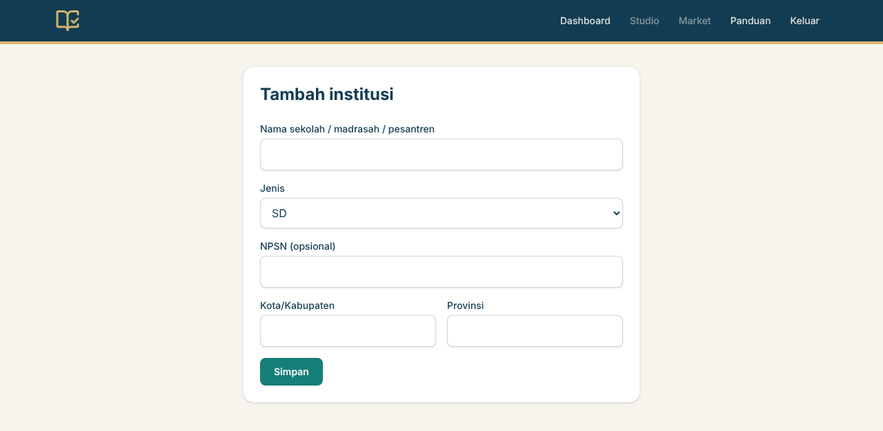 Formulir tambah institusi